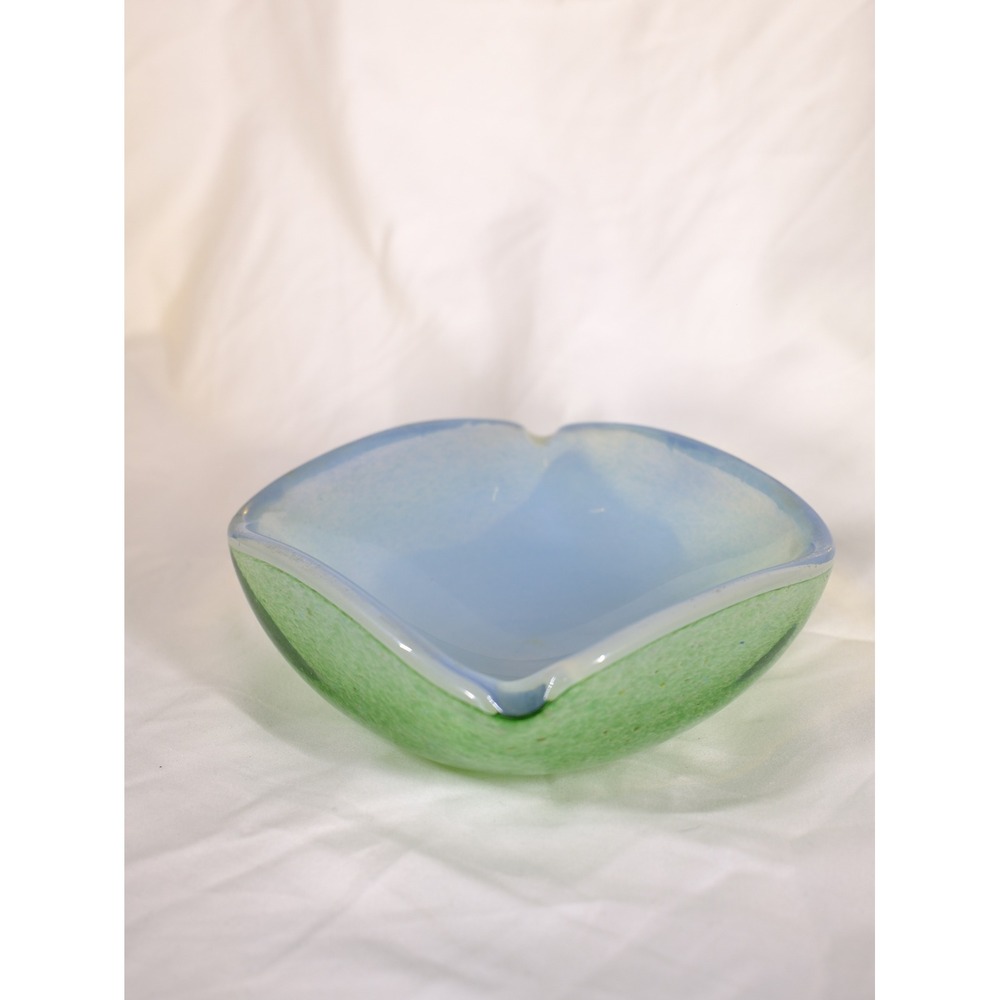 Vintage Barbini Murano Glass Ashtray Speckled Opalescent Mid Century Modern